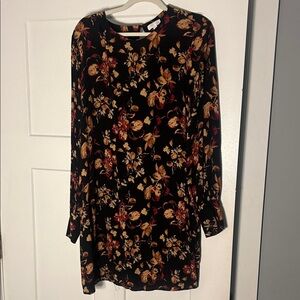 Leith Black Floral Long Sleeve Dress